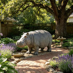 12.6'' Weather Resistant Hippopotamus Garden Statue, Realistic Resin Hippo Wildlife Sculpture, Outdoor Decor for Lawn, Yard, Patio & Pond Landscaping by Unknown