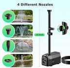 POPOSOAP 35W Solar Fountain Pump, 420GPH Solar Pond Pump with Dry-Run Protection, Solar Powered Water Pump with PVC Tubing, 17Ft Cord for Ponds, Garden, Hydroponics, Waterfall - Image 5