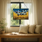 Crows Flying Over Autumn Orchard Rectangular Stained Glass Suncatcher – Hanging Window Panel with Animal & Nature Scene – Vibrant Glass Art Gift for Wildlife, Fantasy, Nature Lovers n5K17Y - Image 7