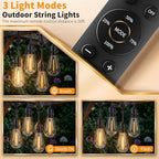 Hotsonic Remote Control Outdoor String Lights Waterproof, 50 FT LED Outside Lights with Shatterproof Bulbs, Dimmable Hanging S14 Lights 3 Modes for Patio Porch Garden pergola Yard Party House Decors - Image 5