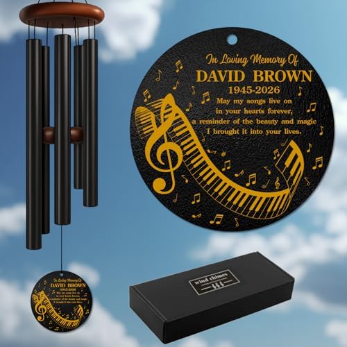 Personalized Music Memorial Wind Chime – Custom Name & Years in Loving Memory Tribute – Sympathy Gift for Musician Families – Memorial Windchimes for Loss of Loved One – Remembrance Décor by AlpadilCo