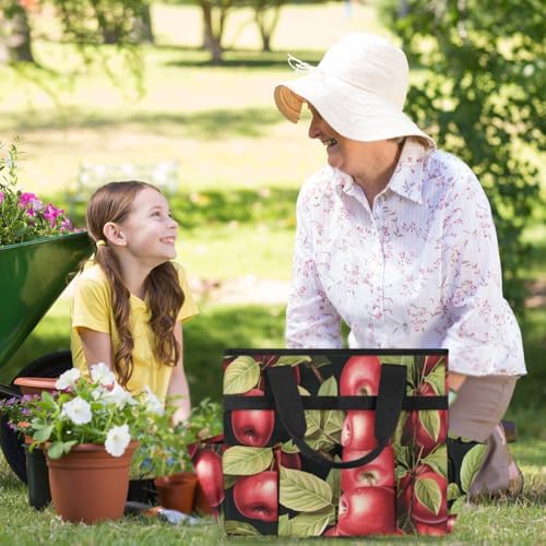 Apples Garden Tool Bag Organizer Heavy Duty Fruit Green Leaf Gardening Tote Bag with 10 Pockets for Women Men Gardening Gifts - Image 6
