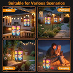 Solar Lantern Outdoor Waterproof Colorful Abstract Watercolor Wildflower Aesthetic Landscape Mountain Garden Decor LED Solar Lights Hanging/Tabletop Lamp Gifts for Women Mom for Outside Yard Patio - Image 6