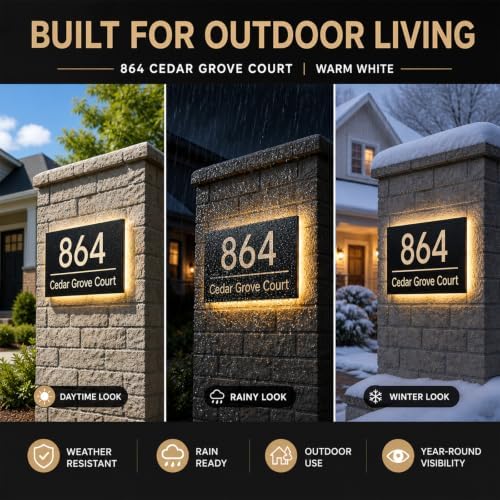 Custom LED House Numbers, Personalized Backlit Address Sign for Outside - Image 3