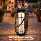 pearlstar Large Solar Powered Lantern Outdoor-Heavy Duty Metal Hanging Lights Decorative Solar Table Lamp Waterproof for Outside Patio Yard Garden Porch Tabletop Decor (Black) - Image 6