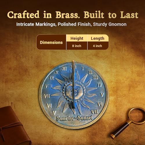 ARTIZANSTORE Brass Sundial | 8 Inch Solid Brass Sundial | Garden Decor | Unique Gift Idea for Outdoor Enthusiasts | Classic Round Design - Image 4