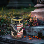 Poceacles Solar Lights Outdoor Waterproof Cemetery Candles Solar Powered Grave Outdoor Decorative Walkway Lights for Lawn Garden Pathway Decor, Eagle American Flag Patriotic Print, Pack of 4 - Image 3