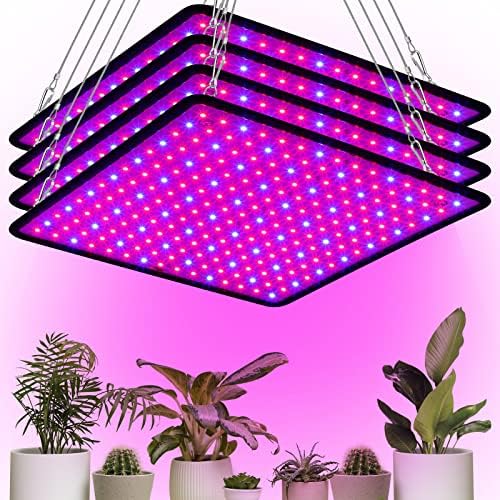 Liliful 4 Pcs Grow Lights Panel 200W Artificial Full Spectrum Grow Lamps with 225 LEDs for Indoor Outdoor Seedling Tent Flowe(Red, Blue) by Liliful