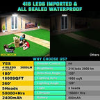 MDCMDCM Solar Lights Outdoor Waterproof Motion Sensor - 416 LEDs 3000 Lumens Super Bright 3 Brightness 3 Modes 360° Illumination 32ft Solar Flood Security Light for Outside (2, 13.7x4.3x5inch) - Image 5