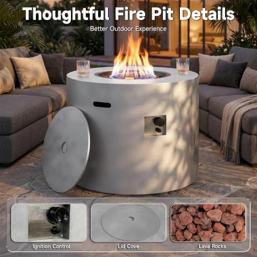 HOTEAGLE 32" Propane Fire Pit Table Round, 50000 BTU Powerful Gas Firepit Table, CSA Certified, Ideal Outdoor Fire Pit for Dining, Party in Patio, Garden, Yard - Image 5