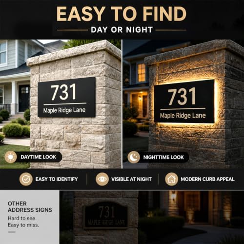 Custom LED House Numbers, Personalized Backlit Address Sign for Outside - Image 2