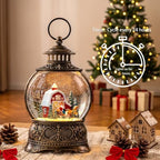 Christmas Snow Globe Lantern with Santa Carriage and Red Barn, Musical Lighted Water Lantern with Swirling Glitter, 6H Timer, USB Powered or Battery Operated, Vintage Tabletop Christmas Decor Gift - Image 6