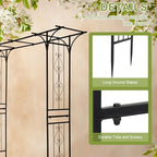 Outvita 7FT Black Metal Garden Arch Arbor Trellis - Image 4