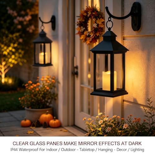 2-Pack 14" Candle Lanterns Outdoor Waterproof Decorative Lights with Timer Remote -Cool White Vintage Lantern Outdoor Decor - Image 4