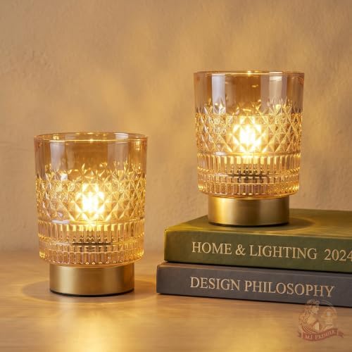 Battery Operated Lamp Timer, Cordless Table Lamp for Shelf Decor, Diamond by MJPREMIER