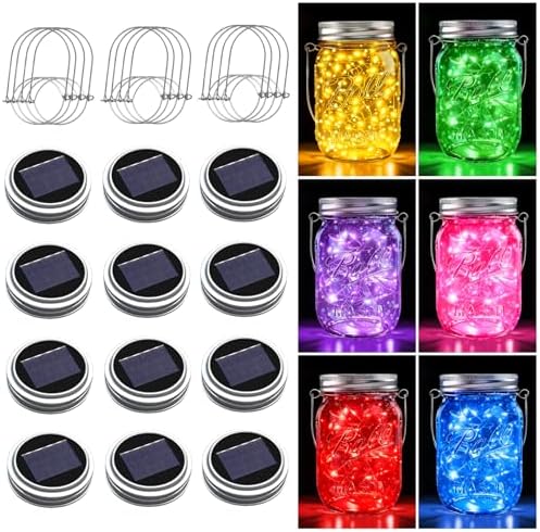 Mason Jar Solar Lights for Outside, 12 Pack 30 LED Fairy Lights(NO Jars) by ZNYCYE