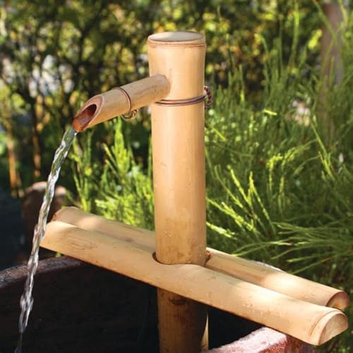 Bamboo Accents 12" Adjustable Bamboo Fountain Kit with Pump – Classic Zen Water Feature for Bowls, Basins, Water Gardens & Patio Decor, Indoor/Outdoor (Container Not Included) by BambooAccents