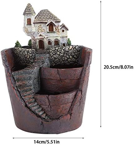 Succulent Plant Pot Container Herb Flower Basket Planter Home Garden Decor, Sky Garden Planter Herb Flower Cactus Succulent Plant Resin Pot Box Container(Cottages) - Image 3