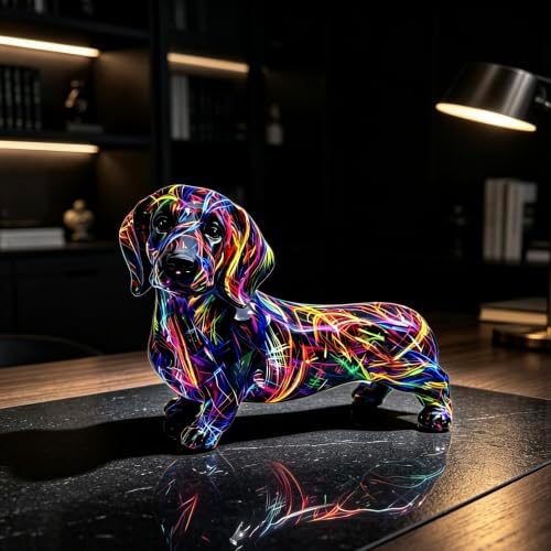 FUNSXBUG Colorful Dachshund Dog Statue Art Figurines Sculpture Collectibles Home Office Desktop Decor Outdoor Garden Display Decoration (Dachshund Dog 2) - Image 4