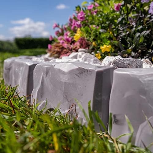 EasyFlex No-Dig Landscape Edging with Anchoring Spikes, 2.7 in Tall Decorative Stone-Look Garden Border, Foot Kit, Slate Gray, 15 Foot (Pack of 6) - Image 6