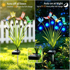 VOOKRY Dragonfly Solar Garden Lights Outdoor (8 Pack, 48 LEDs), Dragonfly Outdoor Decor with Solar Firefly Lights Waterproof Swaying Light for Yard Patio Pathway Lawn Gardening Gift for Women, Blue - Image 3