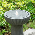 23.23" H Outdoor Water Fountain Made with Eco-Friendly Recyclable Materials, Polyethylene Bird Bath Bubbler Water Fountain Outdoor, Garden Decor with LED Light & Pump for Patio (Andesite) - Image 5