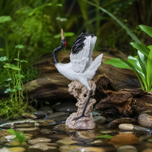 LOGOFUN 2PCS Red Crowned Crane Craft Set with Rock Base for Aquarium - Image 5