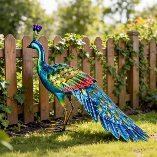 chisheen Metal Peacock Statue Garden Decor Yard Art Outdoor Gift for Women - Image 3