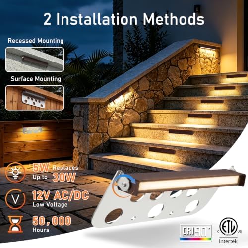 4 Pack 7 Inch Retaining Wall Lights, 2700K LED Hardscape Lighting - Image 3
