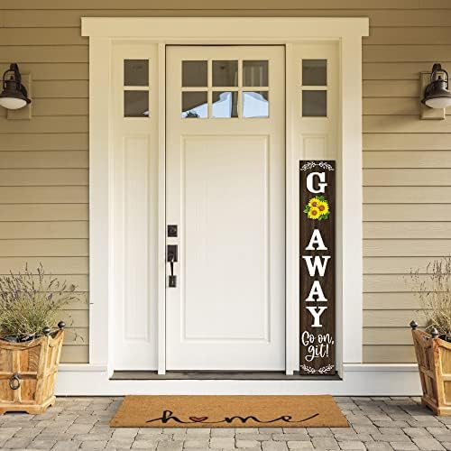 Unwelcome Sign,Go Away Go On Git Vertical Sign for Front Porch,8"*48" Tall Front Porch Decor, Unwelcome Porch Sign Welcome Signs Farmhouse Porch Decor Large Unwelcome Wood Sign - Image 2