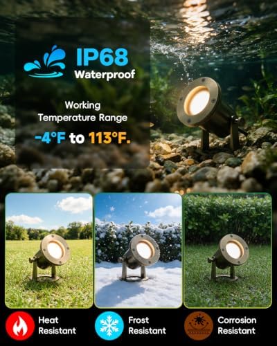 Low Voltage Pond Light, Brass Fountain Light Underwater IP68 - Image 4