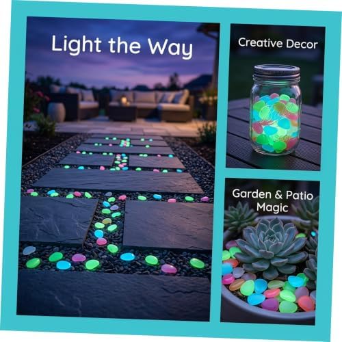 Ciieeo 500pcs Glow the Dark Pebbles for Garden and Yard Multicolored Luminous Resin Stones, Easy to Use and Recharge in Sunlight, for Outdoor Pathways and Landscaping Random Color - Image 3