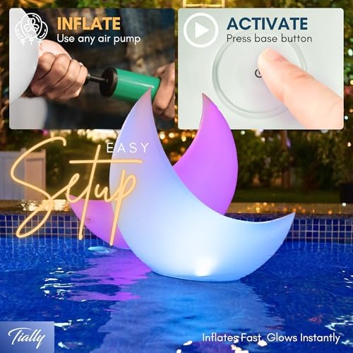 TIALLY Floating Pool Lights - Large Solar Powered Crescent Moons (2 Pack) - Image 3
