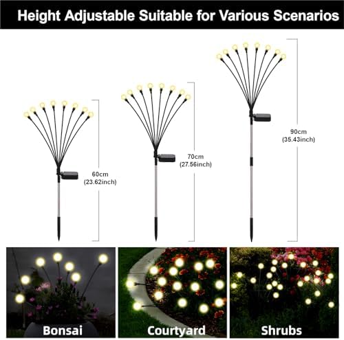 Solar Firefly Lights Outdoor Swaying Garden Decor Warm White 6 PK - Image 4