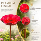 Handmade Metal Flower Garden Stake with Bee Bath & Bird Water Bowl, Weather-Resistant Butterfly Pollinator Watering Station, Decorative Outdoor Yard Art, Garden Decor Gift (Rose（4Pcs）) - Image 5