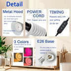 Hanging Grow Lights for Indoor Plants, with Timer and 15FT Power Cord,15W Pendant Grow Light, Full Spectrum, Plant Lights for Indoor Growing, Large Plants, Garden, Greenhouse (White) - Image 5