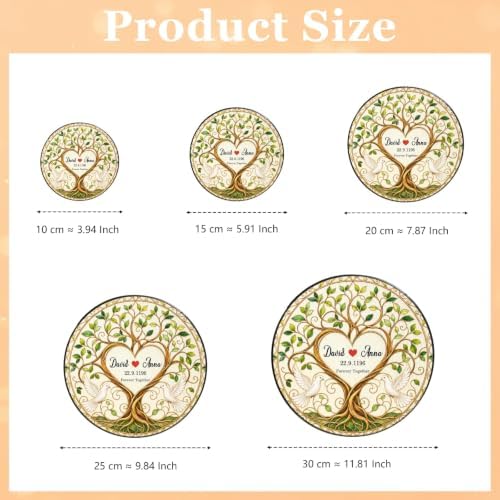 Personalized Anniversary Stained Glass Suncatcher, Tree of Life Couple Window Hanging Decor, Custom Anniversary Wedding Gift for Wife Husband Couple Keepsakes Love Birds Home Decor Bride Groom 11.81" - Image 5