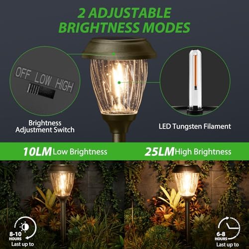 XMCOSY+ Solar Pathway Lights Outdoor 6 Pack, 2 Lighting Solar Garden Lights - Image 3