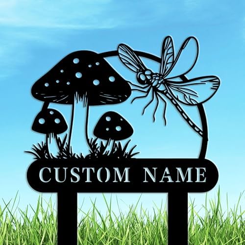 Personalized Garden Dragonfly Sign - Custom Name Iron Metal Plaque for Outdoor Yard Decor, Housewarming Gift, Family Home Marker by Custom