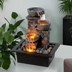Kalona Tabletop Waterfall Fountain 3 Bowls with LED Light, Soothing Water Flow Sound, Zen Meditation Decor for Home and Office, Relaxation Water Fountains Indoor (23113) by Kalona