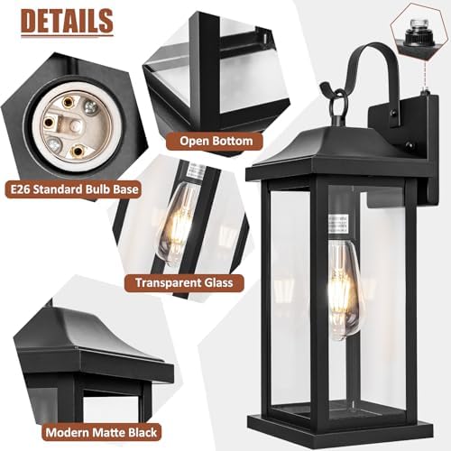 Dusk to Dawn Outdoor Lighting Wall Mounted 17 Inch Black - Image 5