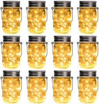 GIGALUMI Solar Mason Jar Lights, 12 Pack 30 Led String Fairy Lights by GIGALUMI