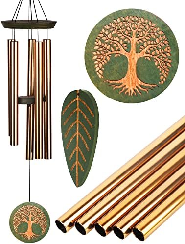 Sympathy Large Memory Wind Chimes 36-inch Tree of Life and Leaf Chimes for Outside - Deep Tones by DUIDO