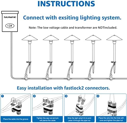 SUNVIE 3W Low Voltage Pathway Lights, 3000K Classic LED Aluminum 2-Pack - Image 7