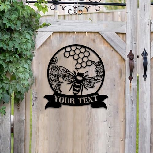 MeMate Garden Sign to Personalize, Bee Farm Sign, Custom Name Sign Metal for Bee Lovers, Bee Garden Art Decorations, Personalized Bee Farm Sign, 8-24 inches Large Metal Sign, Gift for Beekeeper - Image 5