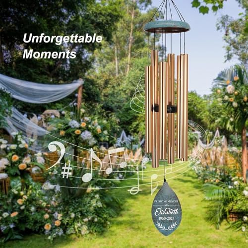 ASTARIN Personalized Name 35" Memorial Wind Chimes for Outside, Metal Sympathy Gifts for Loss of Mother Father Loved One, Bereavement Wind Chime in Memory Gift, Decor Garden Patio,Produced in Texas - Image 2