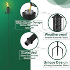 SNOGSWOG 4 Pack Garden Torches, 16 oz Metal Torch for Outside with 3-Prong Grounded Stake, Outdoor Decorative Citronella Torches, 59 inch Garden Décor Torches - Image 3
