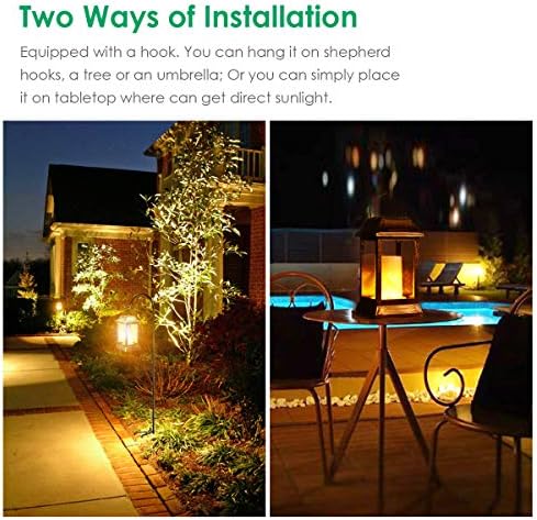 TomCare Flickering Flame Solar Lights Outdoor Metal Hanging Lantern, 2 Pack - Image 5