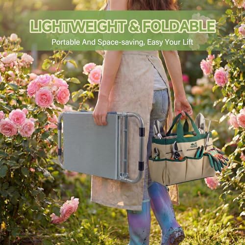 2-in-1 Heavy Duty Foldable Garden Kneeler And Stool With EVA Pad, Green - Image 6
