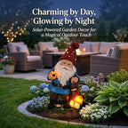 Topadorn Solar Garden Gnome Statue with Glowing Ladybug & Mushroom - Image 3